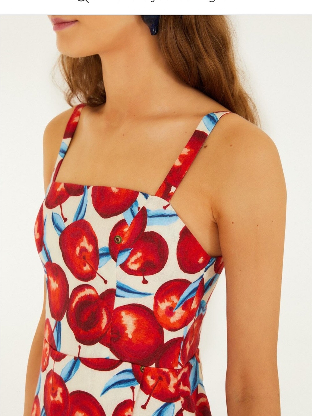FARM Rio Cherry-Print Square-Neck Mini Dress - Picture 2 of 4